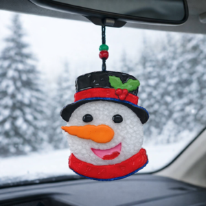 handmade jolly snowman car freshie – winter wonderland edition